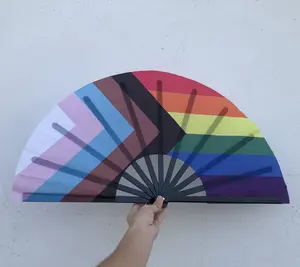 Abanicos Plegables de Bambú con Bandera Nacional Caribeña para Fiestas, Festivales, Raves, Carnavales y Bodas, Venta al Por Mayor - Product Image 4