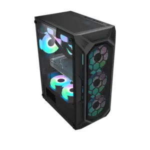 deluxe itx mid tower table with power supply card reader transparent colourful RGB LED gaming computer case