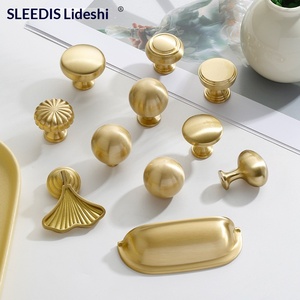 Brass Wardrobe Handles Golden Cabinet Drawer Pulls French-style Minimalist Brass <strong>Door</strong> <strong>Knobs</strong> Die Cast - Product Image 3