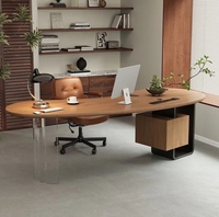 Bureau d'étude ergonomique rectangulaire en bois massif, bureau d'ordinateur moderne minimaliste de luxe léger, poste de travail avancé pour le bureau à domicile
