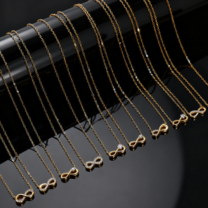 ולנטיין האינסוף שרשרת סמל קסם זירקון צמיד סט זהב תליון זהב נירוסטה תליון נשים מתנה תכשיטי אופנה מתנה - Product Image 3