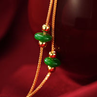 TANGPEI Collier en jade avec pendentif gourde verte dorée pour femme, bijoux de mode