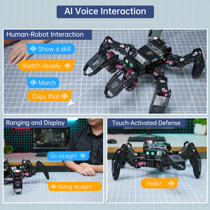 Kit de robot extensible Spiderbot à six pattes Modules électroniques de commande vocale AI à plusieurs pattes avec pour le codage <span class=keywords><strong>Arduino</strong></span> pour les débutants - Product Image 4