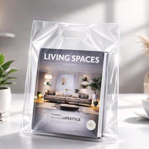 Clear Plastic Shopping <b>Bags</b> 12x15 Inch 1.25Mil Thick Glossy Retail With Die Cut Handles <b>Medium</b> <b>Size</b> For Small Package - Product Image 2