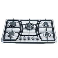 Table de cuisson à gaz encastrable 5 brûleurs en acier inoxydable avec allumage électrique automatique pour usage commercial et hôtelier, fabriquée en Chine