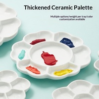 Palette de peinture en céramique en forme de fleur de prunier, plateau de mélange multi-cuveaux pour aquarelle et peinture chinoise