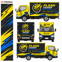Autocollant de marquage dynamique jaune et noir avec design vectoriel personnalisé pour la décoration de carrosserie de véhicule de service de messagerie rapide