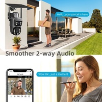 Kamera CCTV PTZ WIFI Solar Tenaga Surya Nirkabel Luar Ruangan 4G Dual Lensa 6MP Bertenaga Baterai Ubox dengan Kartu SIM 4G untuk OEM AS AU EU Asia