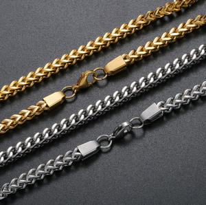 Hombres clásicos 316 Acero inoxidable Estilo punk Cadena de oro de eslabones cubanos Collar plateado geométrico con cadena de eslabones de Franco de 5mm - Product Image 3