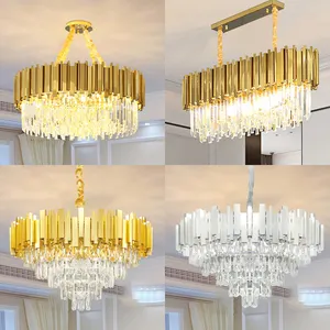High Quality Crystal Hotel Decor Golden Chandelier Pendant Suspension Luminaire Lamps Luxury Crystal Lights Chandelier