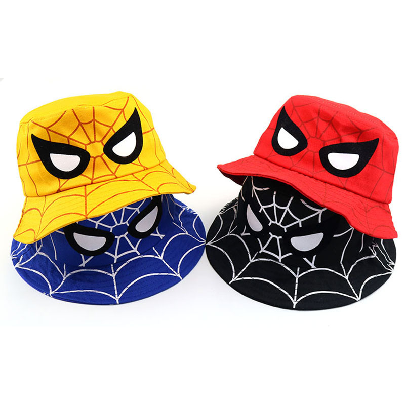 Atacado Verão Sun Hat Custom Crianças Spiderman Algodão Balde Chapéu Para Crianças