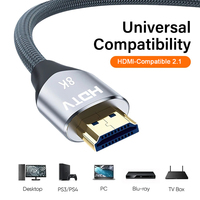 Câble audio HDTV 8K HDR 48 Gbit/s haute vitesse mâle-mâle en cuivre étamé avec gaine en PVC pour home cinéma, lecteur DVD, téléviseur, moniteur, projecteur