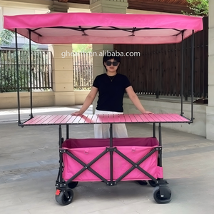 Carrello Pieghevole in Acciaio con Tavolo, Multicolore, per Bancarelle, Picnic, Campeggio e Attività all'Aperto - Product Image 4