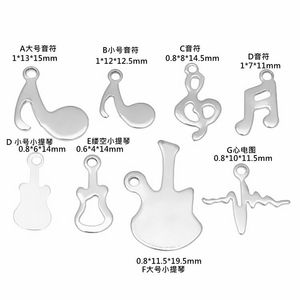 Pendentifs en acier inoxydable en forme de notes musicales, formes variées, or et argent, accessoires de bijoux DIY pour bracelets, colliers et chaînes de cheville - Product Image 2