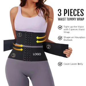 OEM High Compression 3 Hooks Corset Latex Women Sports Waist Wrap Band Trainer Belly Tummy Wrap Belt Tummy Tucker Shaper Wear