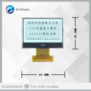 Hot bán bởi các nhà sản xuất 12864 376 COG + FPC đồ họa LCD module hiển thị 3.3V cao nhiệt độ thấp 128x64 hiển thị LCD - Product Image 4