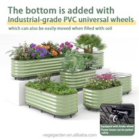 Boîte de jardin surélevée en métal de conception minimaliste Kit de pot de fleur à roues auto-arrosantes ovale pour une utilisation au sol