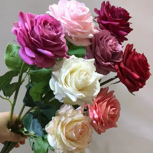 Y-H053 оптовая продажа, настоящие сенсорные розы, высокое качество, настоящие сенсорные шелковые цветы, искусственные цветы для свадебного домашнего декора