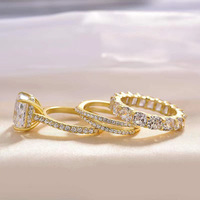 Ensemble de 3 bagues de luxe en argent 925 empilables avec moissanite GRA couleur D pour femme, idéales pour mariage et fiançailles
