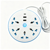 Regleta de Enchufes Universal, Cable de Extensión de 2 Metros con 2 Puertos USB y 1 Puerto Tipo C, Enchufe Compatible con Voltaje Global