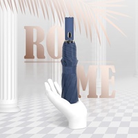 Parapluie pliant léger pour la pluie et le soleil, en tissu pongé résistant, avec auvent complet, conception coupe-vent, portable, idéal pour les voyages en extérieur