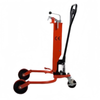 Chariot à tambour hydraulique DT350 avec pédale, capacité de 250 kg, roues en PU, hauteur de levage de 250 mm pour la manutention de fûts en acier et en plastique
