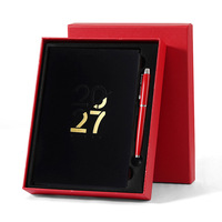 Grenzüberschreitendes 2027 Englisches Agenda-Buch Diagonalschnitt A5 Tagesplaner Produktivitäts-Handbuch 365-Tage Notizblock Kalender Geschenkbox-Set