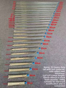 53mm 250lbs Extensión completa Heavy Duty Industrial Slide Rail Lock-In Lock-Out Ball Bearing Cajón Slide <span class=keywords><strong>para</strong></span> cocina Gimnasio al aire libre - Product Image 6