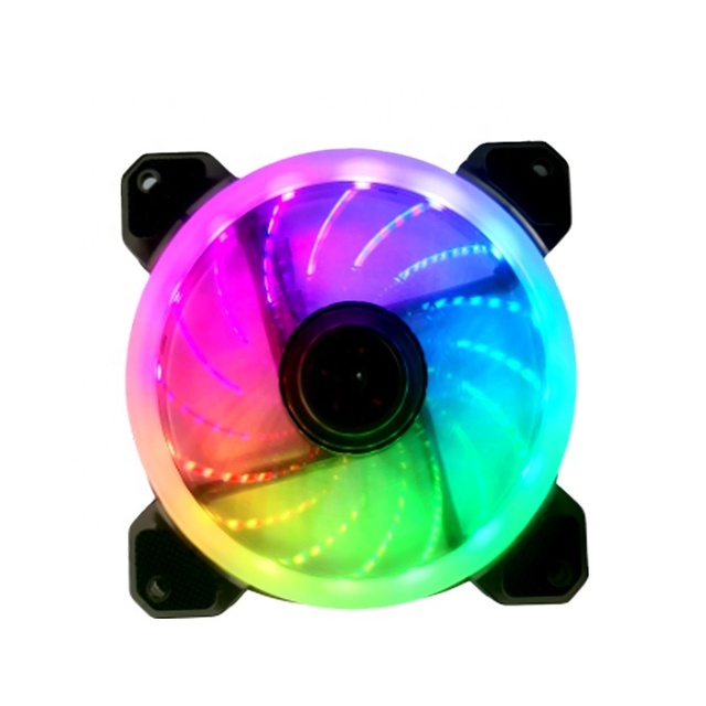 WellSunFAN 120x120x25mm 12CM 12VDC Computer Case Fan with 16 LED Lights RGB Rainbow Color Fluid Bearing
