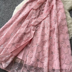 Nouvelle Robe d'été 2026 pour Femme, en Dentelle et Tissu Résille, Coupe Trapèze, Style Bureau, Col Montant - Product Image 6