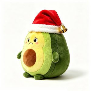 Customize Christmas Avocado Plush Toy with Santa <b>Hat</b>, Cute Sad Face Avocado Stuffed <b>Animal</b> - Product Image 3