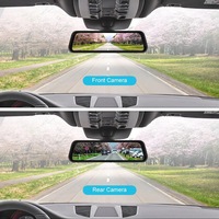 Caméra de tableau de bord XZH 9,66 pouces 4K à double objectif, rétroviseur avec projection Android CarPlay, écran tactile IPS, vision nocturne avant et arrière, DVR