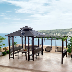 Pergola moderne en métal, gazebo d'extérieur, auvent <span class=keywords><strong>de</strong></span> <span class=keywords><strong>jardin</strong></span>, <span class=keywords><strong>abri</strong></span> <span class=keywords><strong>de</strong></span> patio, structure en acier antirouille - Product Image 4