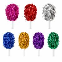 Pompons de cheerleading métalliques en gros, pompons brillants en PET pour équipes sportives, fêtes dansantes et événements scolaires