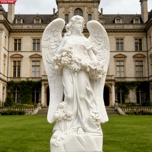 YOUFINE <span class=keywords><strong>Statue</strong></span> d'<span class=keywords><strong>ange</strong></span> volant <span class=keywords><strong>en</strong></span> marbre blanc sculpté à la main grandeur nature, sculpture d'<span class=keywords><strong>ange</strong></span> moderne <span class=keywords><strong>pour</strong></span> l'aménagement paysager extérieur - Product Image 3