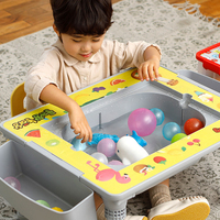 Mesa de Juego Infantil Moderna 9 en 1 con Placa de Bloques de Construcción, Cajones Plegables de Almacenamiento para el Aprendizaje de Niños Pequeños