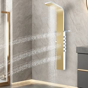Panel de <span class=keywords><strong>ducha</strong></span> cepillado de níquel dorado, torres de columna, cascada de acero inoxidable 304, chorros de Spa, panel de pared de <span class=keywords><strong>ducha</strong></span> inteligente, panel de <span class=keywords><strong>Ducha</strong></span> - Product Image 1