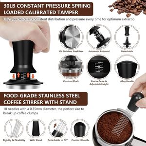 Set da 25 Tamper <span class=keywords><strong>per</strong></span> Caffè Espresso Calibrati da 51/58 mm con Molla, Manico in Alluminio e Base Ondulata in Acciaio Inossidabile - Product Image 4
