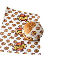 Papier d'emballage alimentaire jetable 50 g/m² avec logo personnalisé, résistant à la graisse, doublé de feuille d'aluminium, pour hamburgers et sandwichs