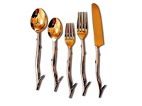 Collection Iqbal, ensemble de couverts de luxe en acier inoxydable de qualité alimentaire, 5 pièces, placage or titane, polissage miroir, couverts de mariage