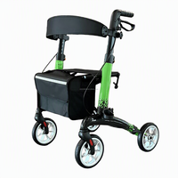 Déambulateur en fibre de carbone ultra-léger avec siège, déambulateur à 4 roues de qualité supérieure pour personnes âgées, aide à la marche pliable de luxe