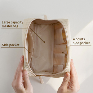 Wholesale Green Recycled Shandong Silk Cosmetic Bags with Odor Free Material for Large Capacity <b>Makeup</b> and Skincare Storage Bag - Product Image 5