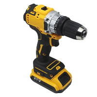 Perceuse à percussion sans fil multifonction jaune 20V 10mm, rechargeable au lithium, sans balais, mandrin auto-serrant, OEM, tournevis domestique