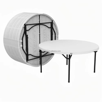 Vente directe d'usine, table ronde pliable en plastique durable de 244 cm (10 pieds) pour mariage et banquet en plein air