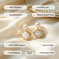 Boucles d'oreilles tendance plaquées or 18 carats avec perles d'eau douce, clipsables, sans douleur, étanches et inaltérables pour femme – Tendance 2027