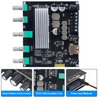 VIRE Carte d'Amplificateur Audio 2.1 Canaux Classe D avec Égaliseur 2*60W+150W, Puce Ti, Carte Son USB et Module Amplificateur de Puissance pour Caisson de Basses