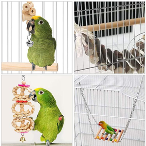 Juguetes para Masticar para Loros, Juguetes para Pájaros Pequeños y Medianos, Columpio de Tronco, Anillo, Campana, Cuerda, Juego de 8 Piezas - Product Image 4