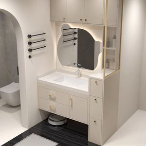 <span class=keywords><strong>Commode</strong></span> moderne en <span class=keywords><strong>bois</strong></span> <span class=keywords><strong>blanc</strong></span> avec miroir éclairé Table de manucure pour la coiffure <span class=keywords><strong>et</strong></span> le maquillage pour la chambre ou l'hôtel - Product Image 2