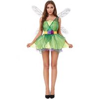 Vestido de Hada Verde de bosque para adultos, disfraz de hada con alas, elfo, libélula, para Halloween, europeo y americano