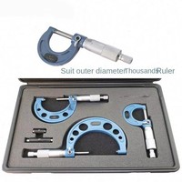 Vente d'usine REALMAX : Kit de micromètres extérieurs à pointe carbure (4 pièces) 0-150 mm, cadre peint, accessoires pour machines-outils